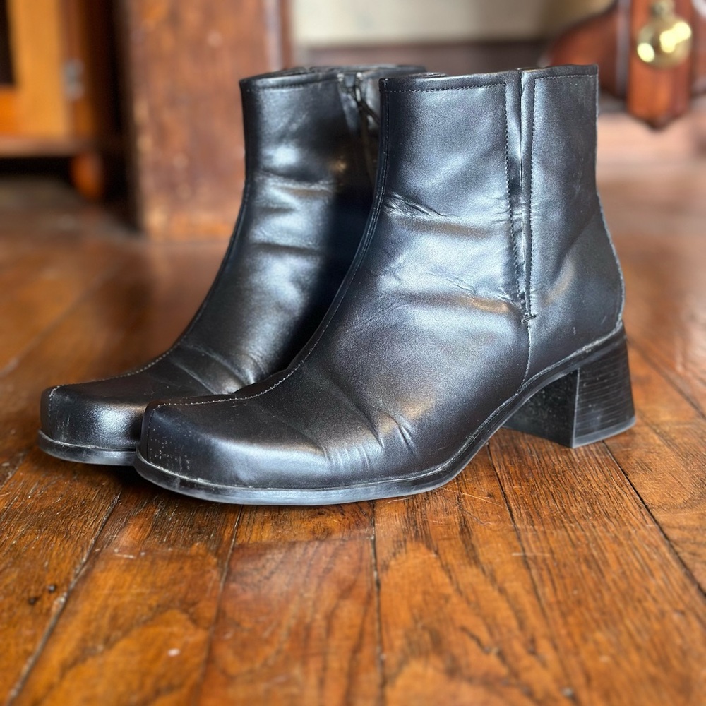 Black Leather Ankle Boots